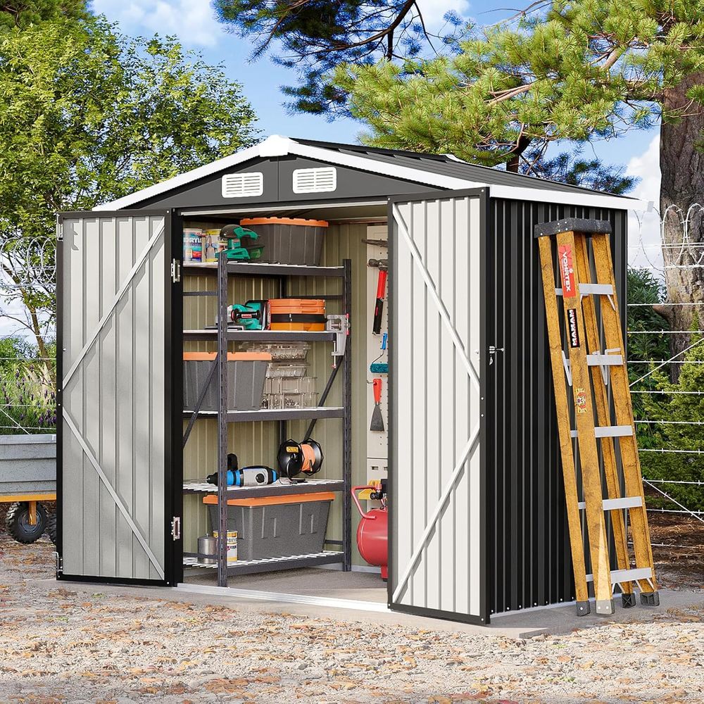 Gardening Tools Of - 6x4 Outdoor Storage Shed, Metal Garden