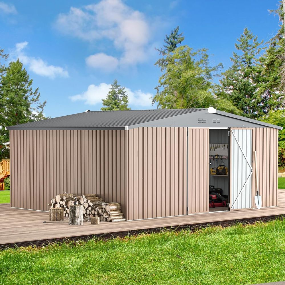 Gardening Tools Of - 14' x 12' Outdoor Metal Storage