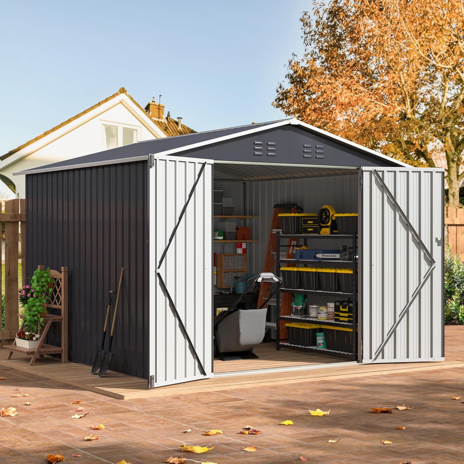Gardening Tools Usa - 8x8 FT Outdoor Storage Shed, Utility