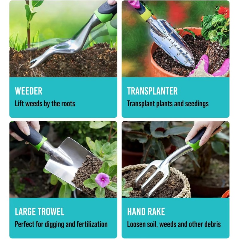 9 Pcs Ergonomic Garden Tool Se - огляд і ціна Gardening Tools Rake