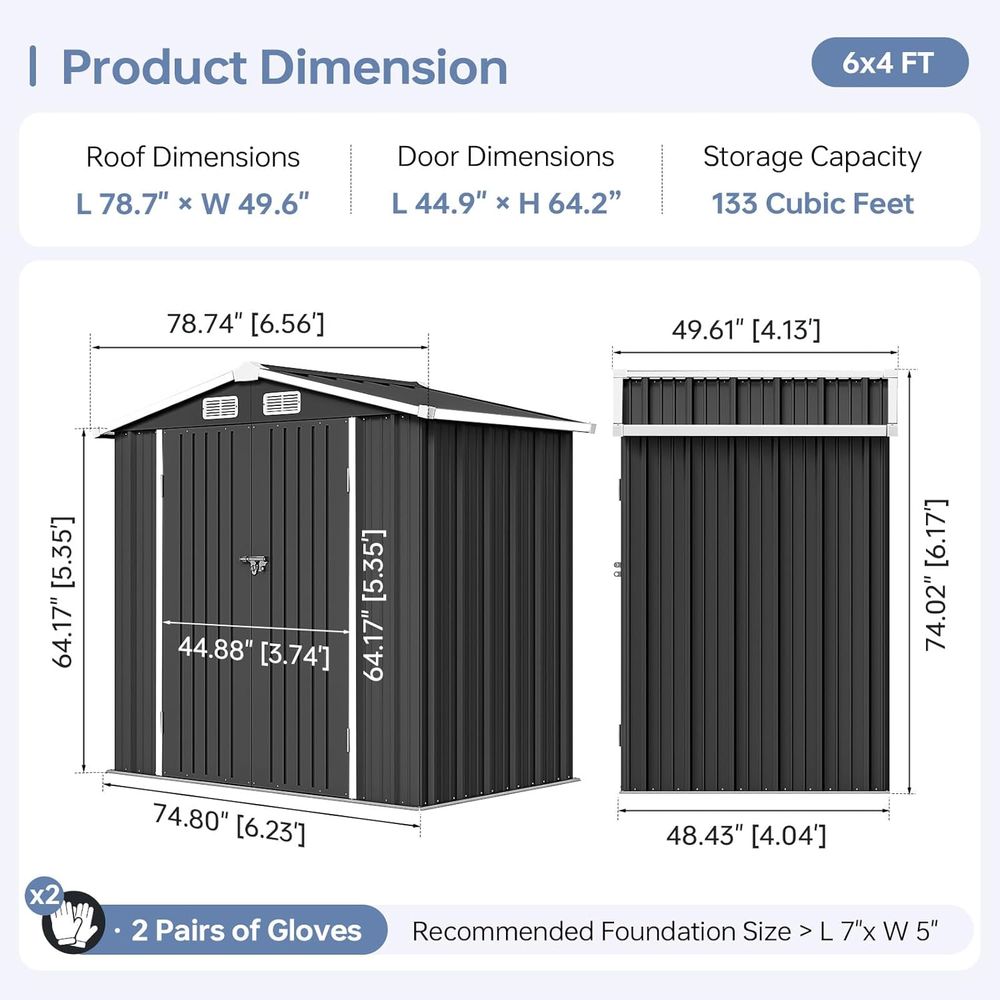 6x4 Outdoor Storage Shed, Meta - огляд і ціна Gardening Tools Of