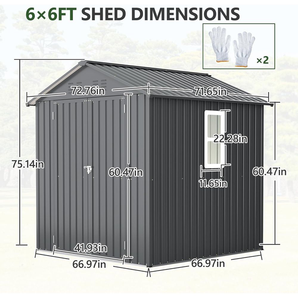 6x6 Metal Outdoor Storage Shed - огляд і ціна Gardening Tools Of