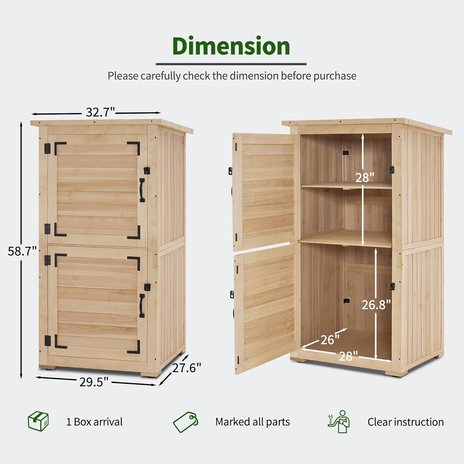 30in Deep Wood Outdoor Storage - огляд і ціна Gardening Tools Of