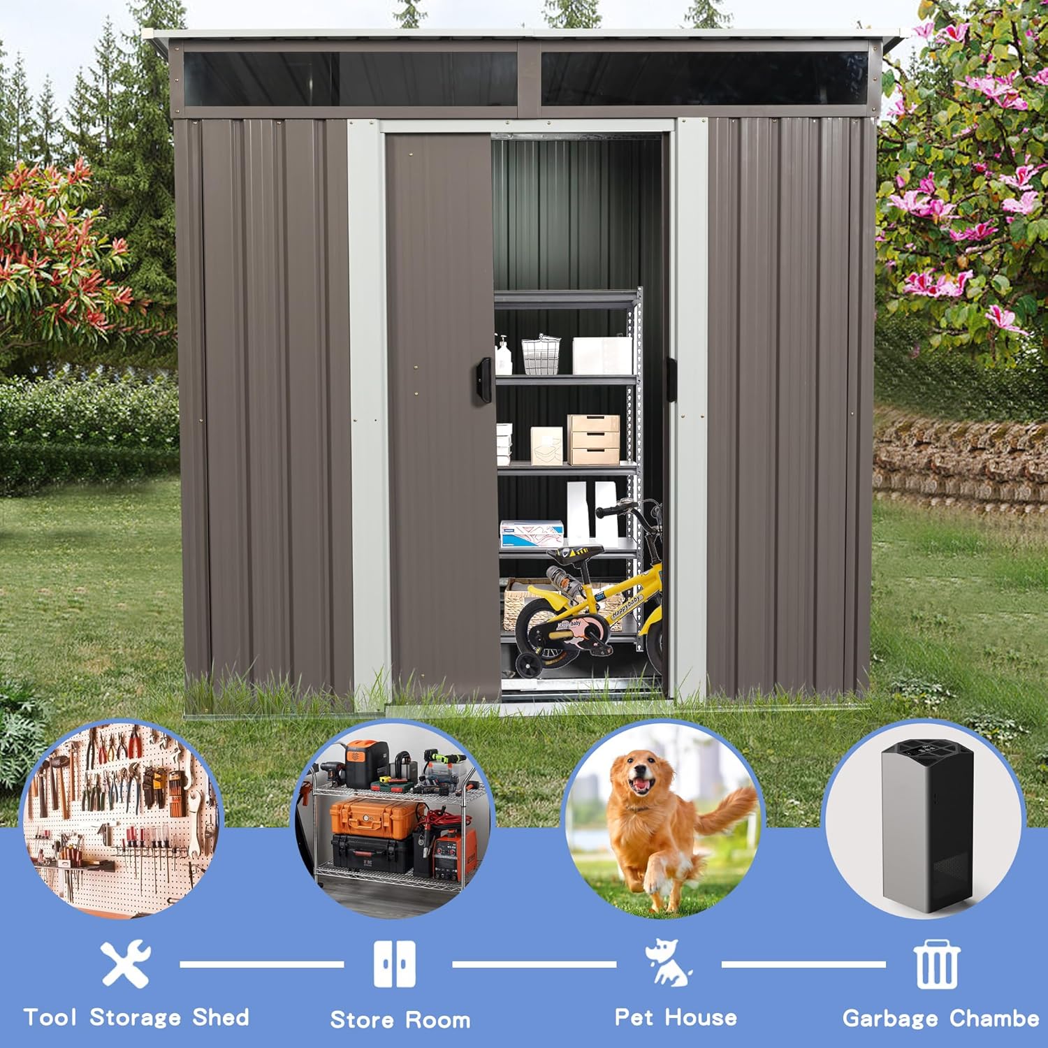 6X5 FT Outdoor Storage Shed, W - огляд і ціна Gardening Tools Of