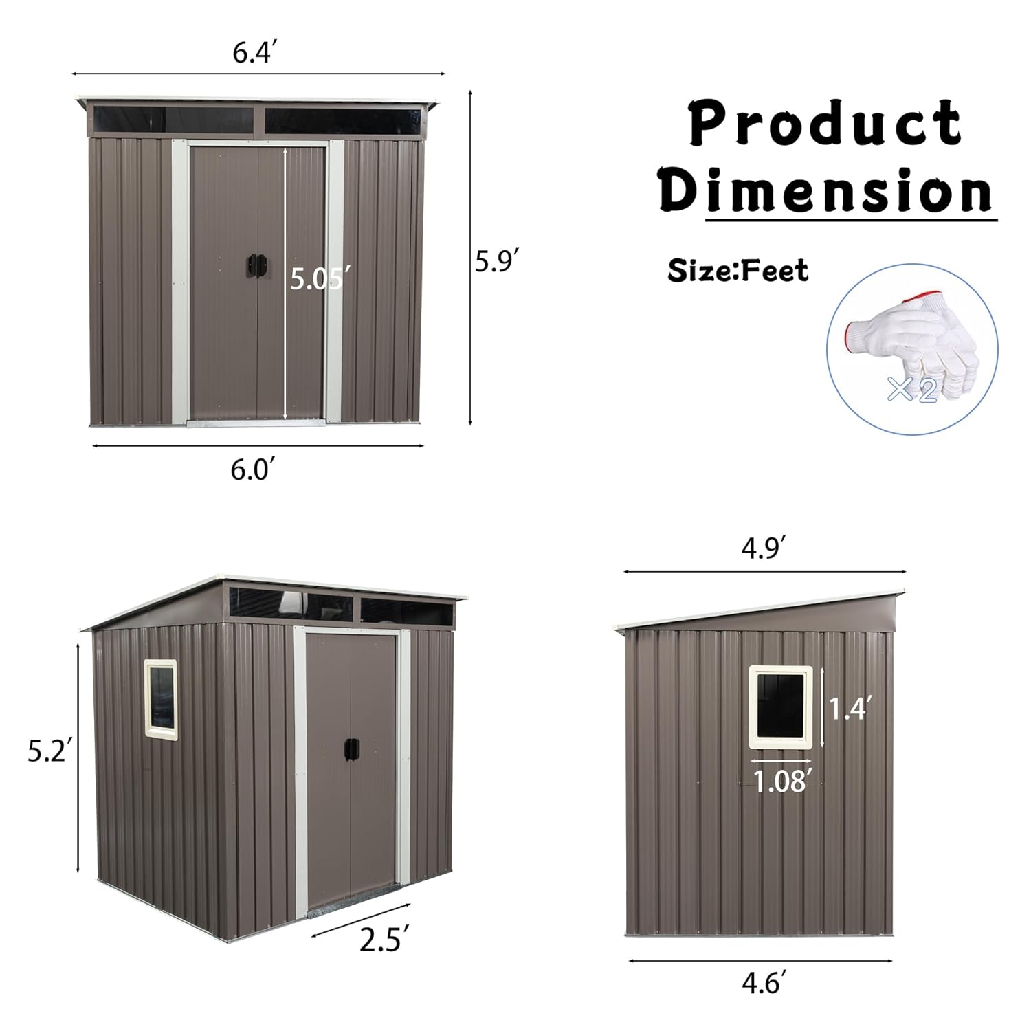 6X5 FT Outdoor Storage Shed, W - огляд і ціна Gardening Tools Of